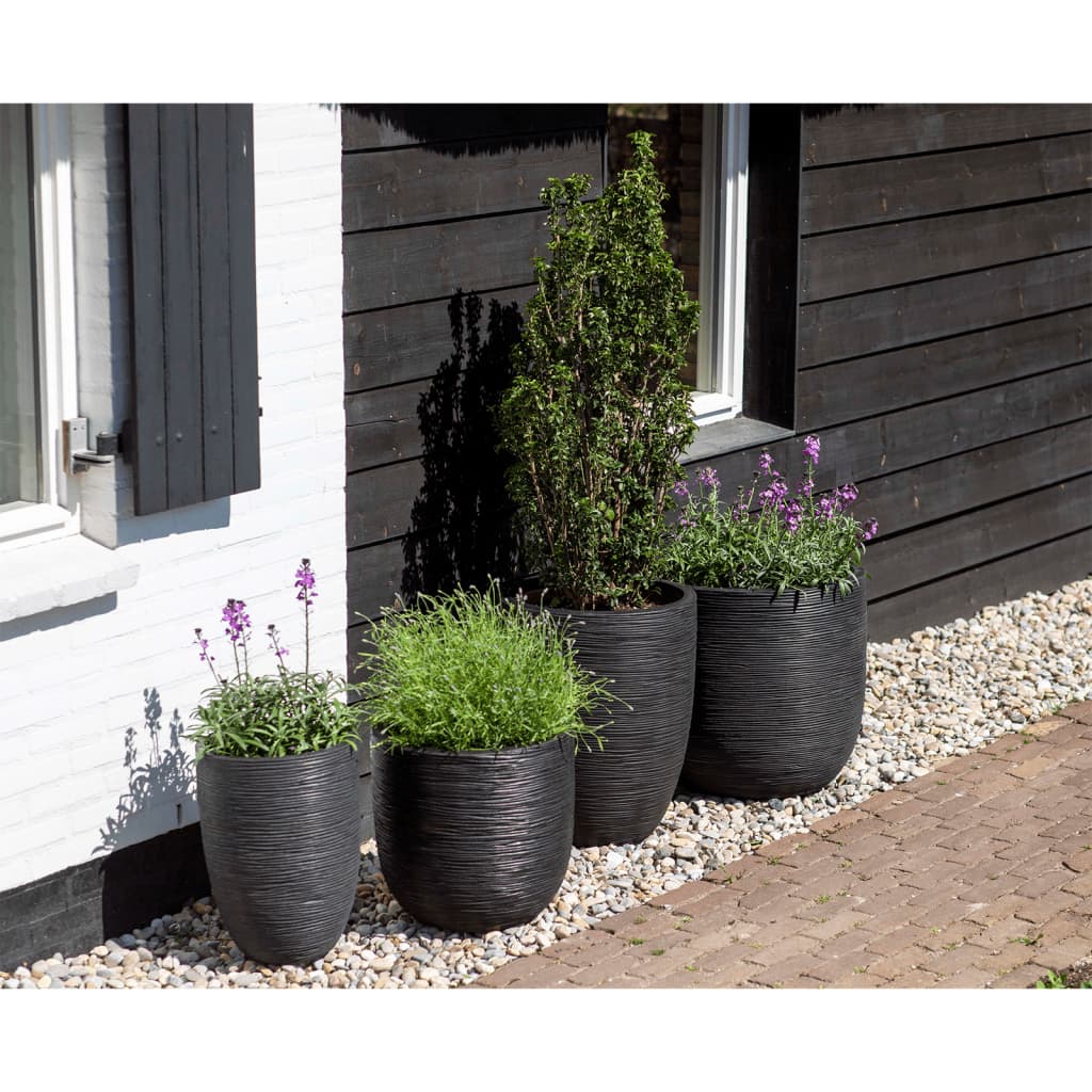 Capi Bloempot Nature Rib Kblr933 43 x 41 cm Zwart