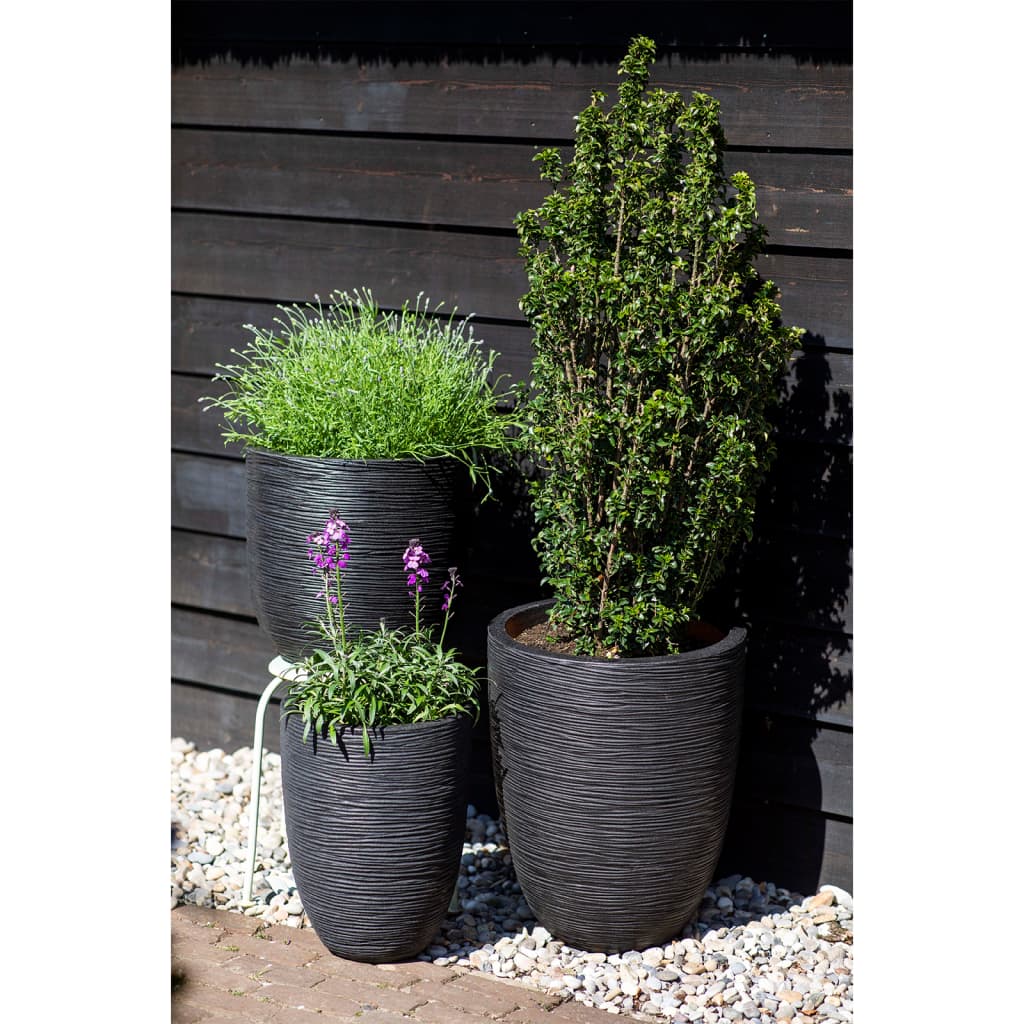 Capi Bloempot Nature Rib Kblr933 43 x 41 cm Zwart