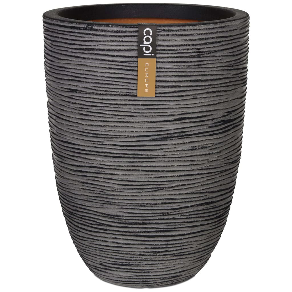 Capi Bloempot Nature Rib Elegant Laag Kofz782 36 x 47 cm Antraciet