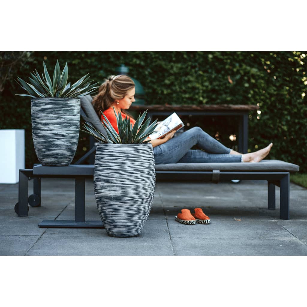 Capi Bloempot Nature Rib Elegant Laag Kofz782 36 x 47 cm Antraciet