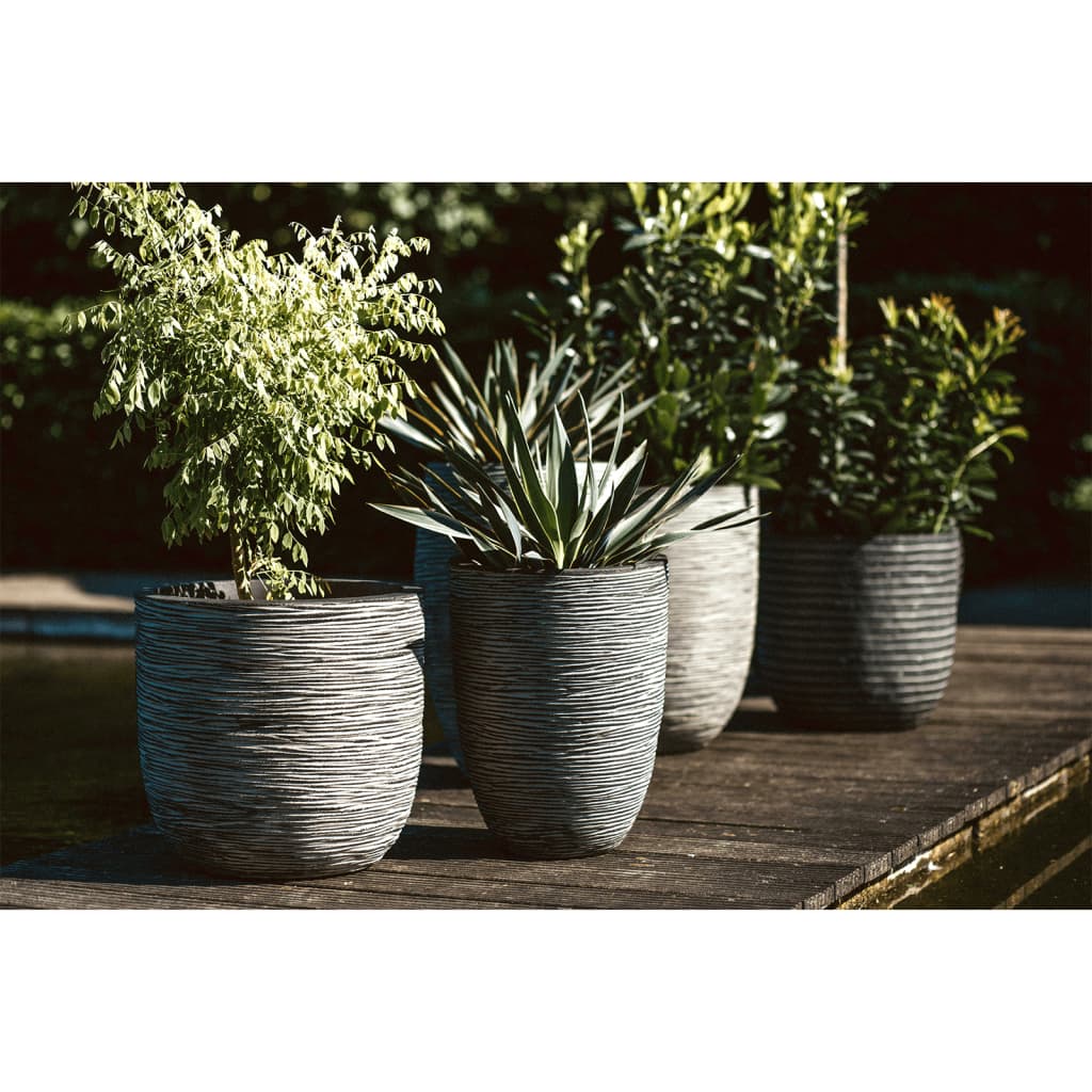 Capi Bloempot Nature Rib Elegant Laag Kofz782 36 x 47 cm Antraciet