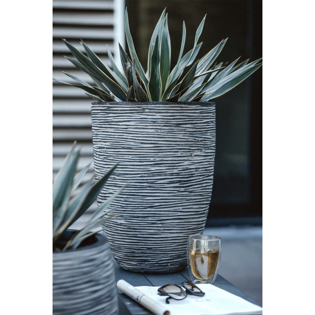 Capi Bloempot Nature Rib Elegant Laag Kofz782 36 x 47 cm Antraciet