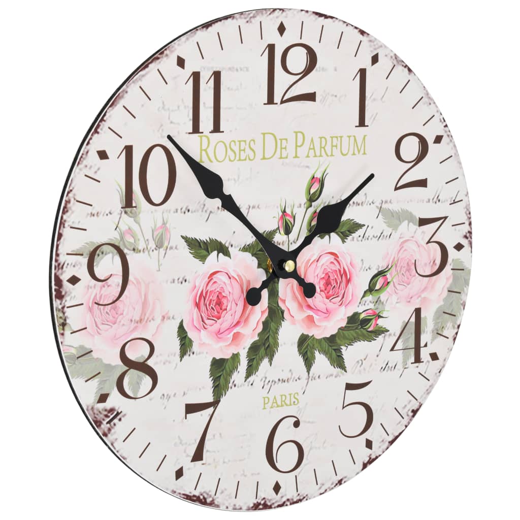 Wandklok Vintage Stijl Bloemen 30 cm Gebloemd
