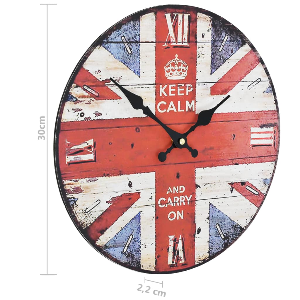 Wandklok Vintage Stijl Uk 30 cm Verenigd Koninkrijk