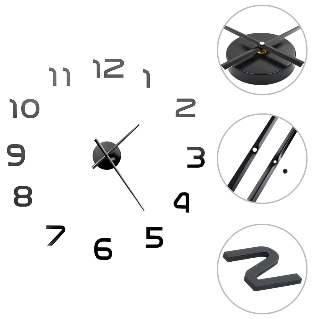 3D-Wandklok 100 Cm Xxl Modern Zwart