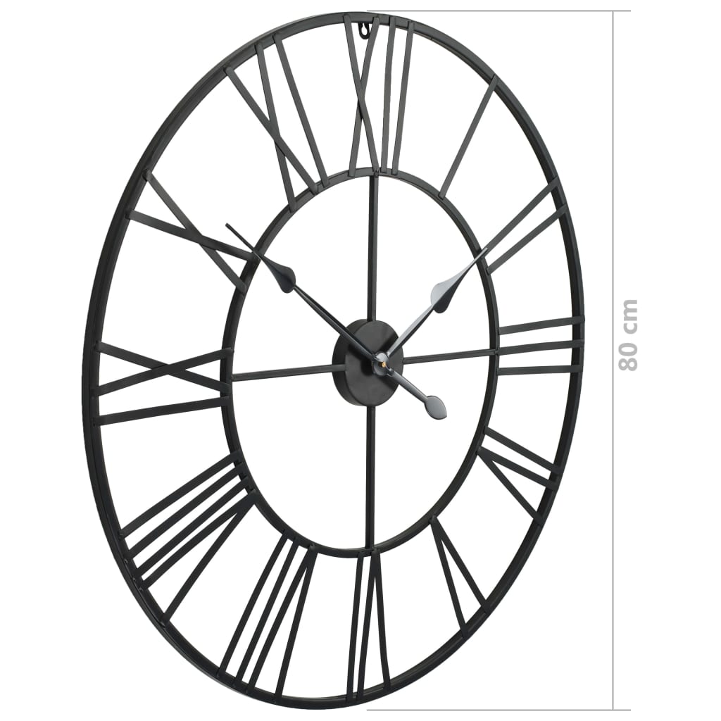 Wandklok Vintage-Stijl Met Quartz-Mechanisme Xxl 80 Cm Metaal