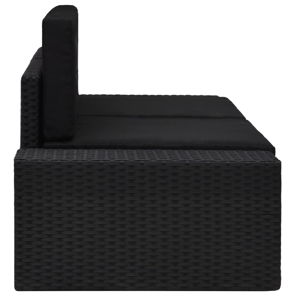 Tweezitsbank sectioneel poly rattan zwart