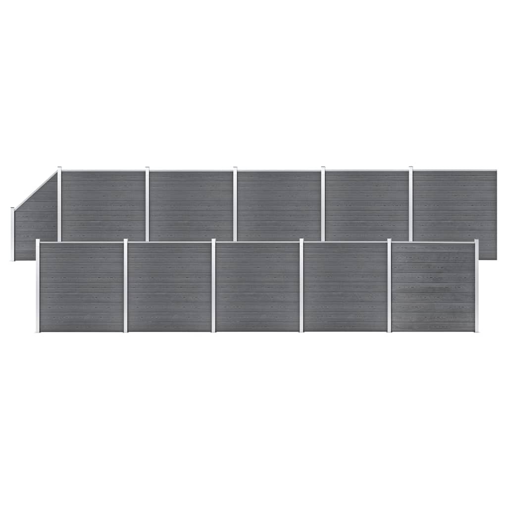Schuttingset 10 vierkant en 1 schuin 1830x186 cm HKC grijs