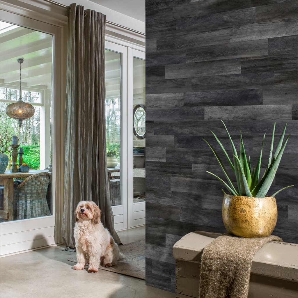 Wallart Planken Hout-Look Schuurhout Eiken As Grijs