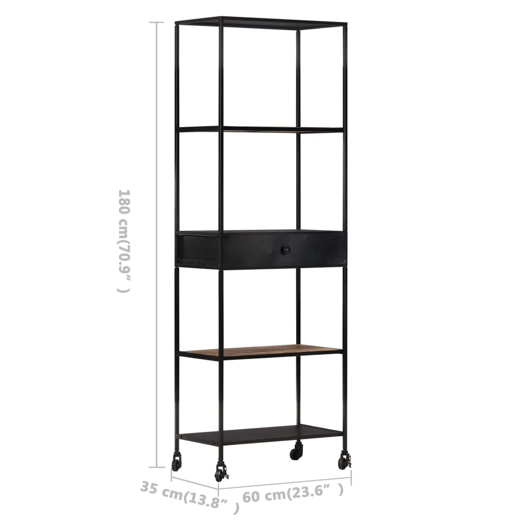 Boekenkast 60x35x180 cm ruw mangohout en ijzer
