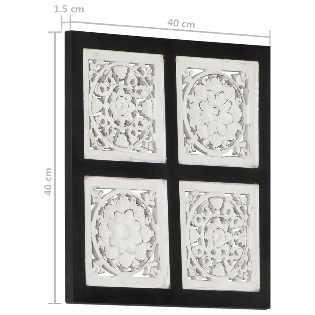 Wandpaneel Handgesneden 40X40X1,5 Cm Mdf 40 x 40 x 1.5 cm Zwart en wit