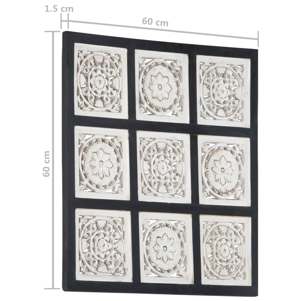 Wandpaneel Handgesneden 60X60X1,5 Cm Mdf 60 x 60 x 1.5 cm Zwart en wit
