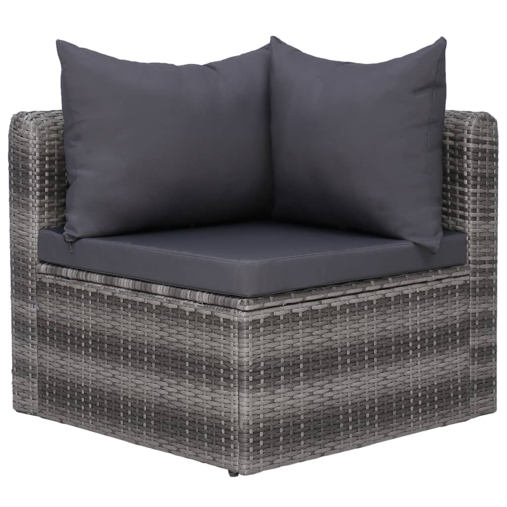9-delige Loungeset met kussens poly rattan grijs