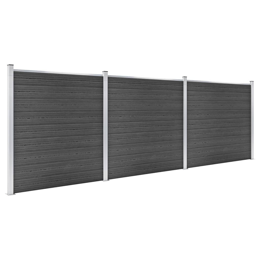 Schuttingpanelenset 526x186 cm HKC zwart