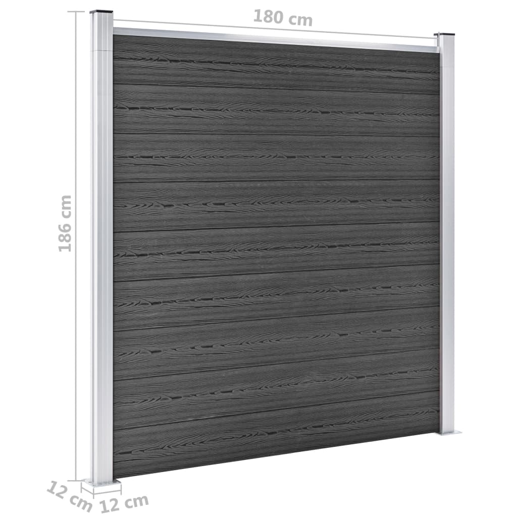 Schuttingpanelenset 526x186 cm HKC zwart