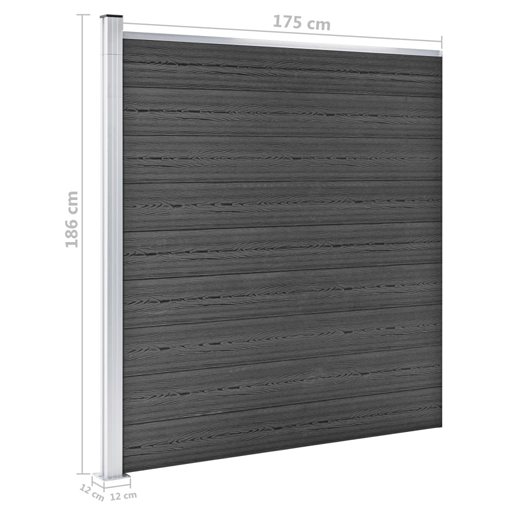 Schuttingpanelenset 526x186 cm HKC zwart