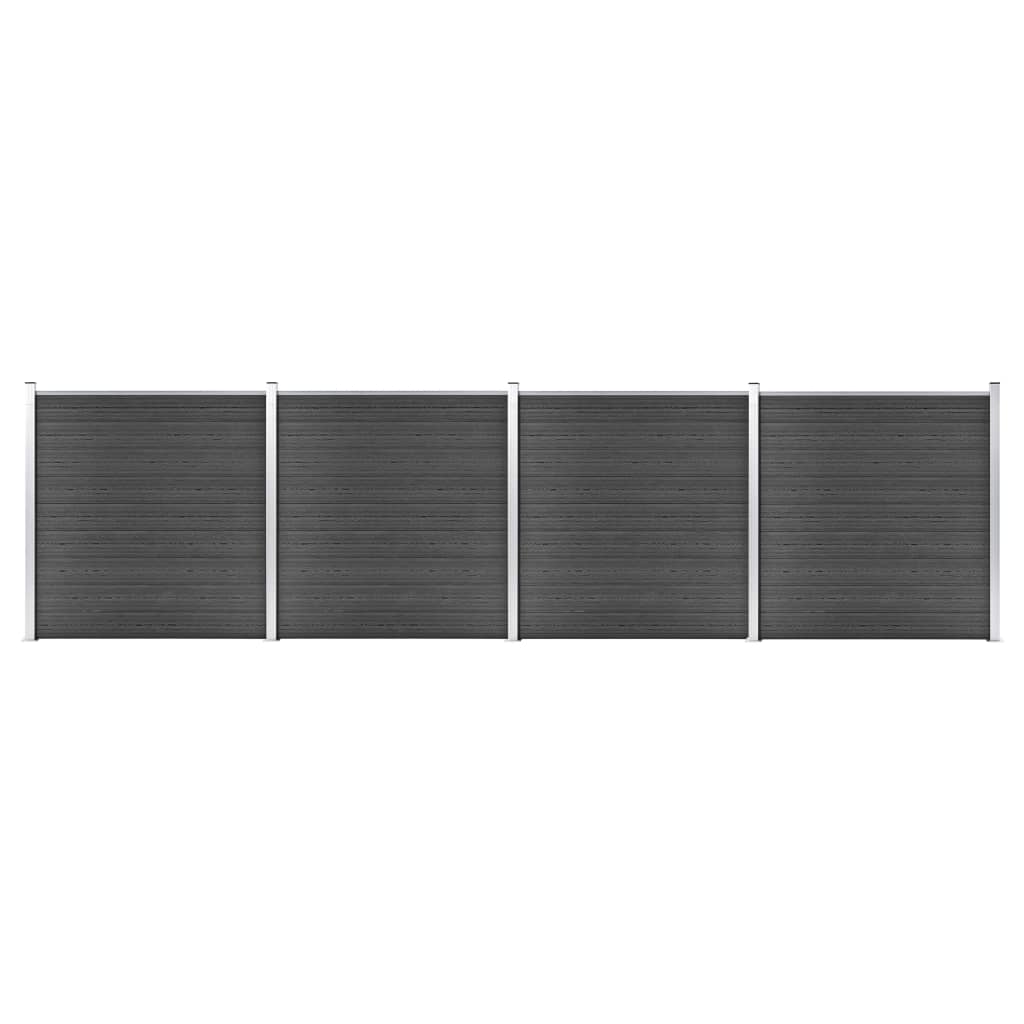 Schuttingpanelenset 699x186 cm HKC zwart