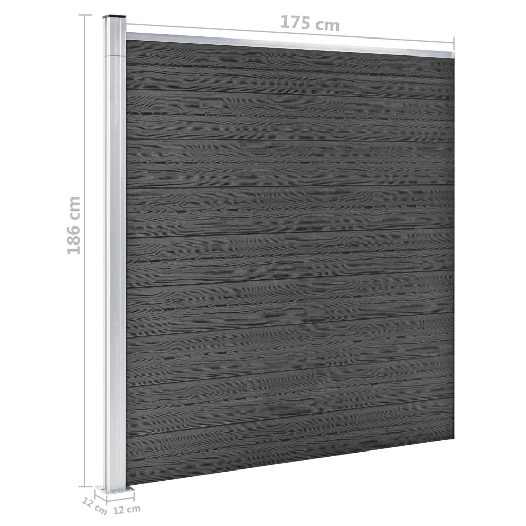 Schuttingpanelenset 699x186 cm HKC zwart