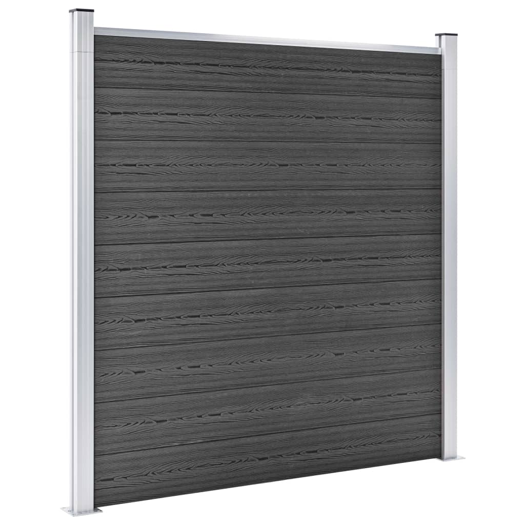 Schuttingpanelenset 1218X186 Cm Hkc Zwart