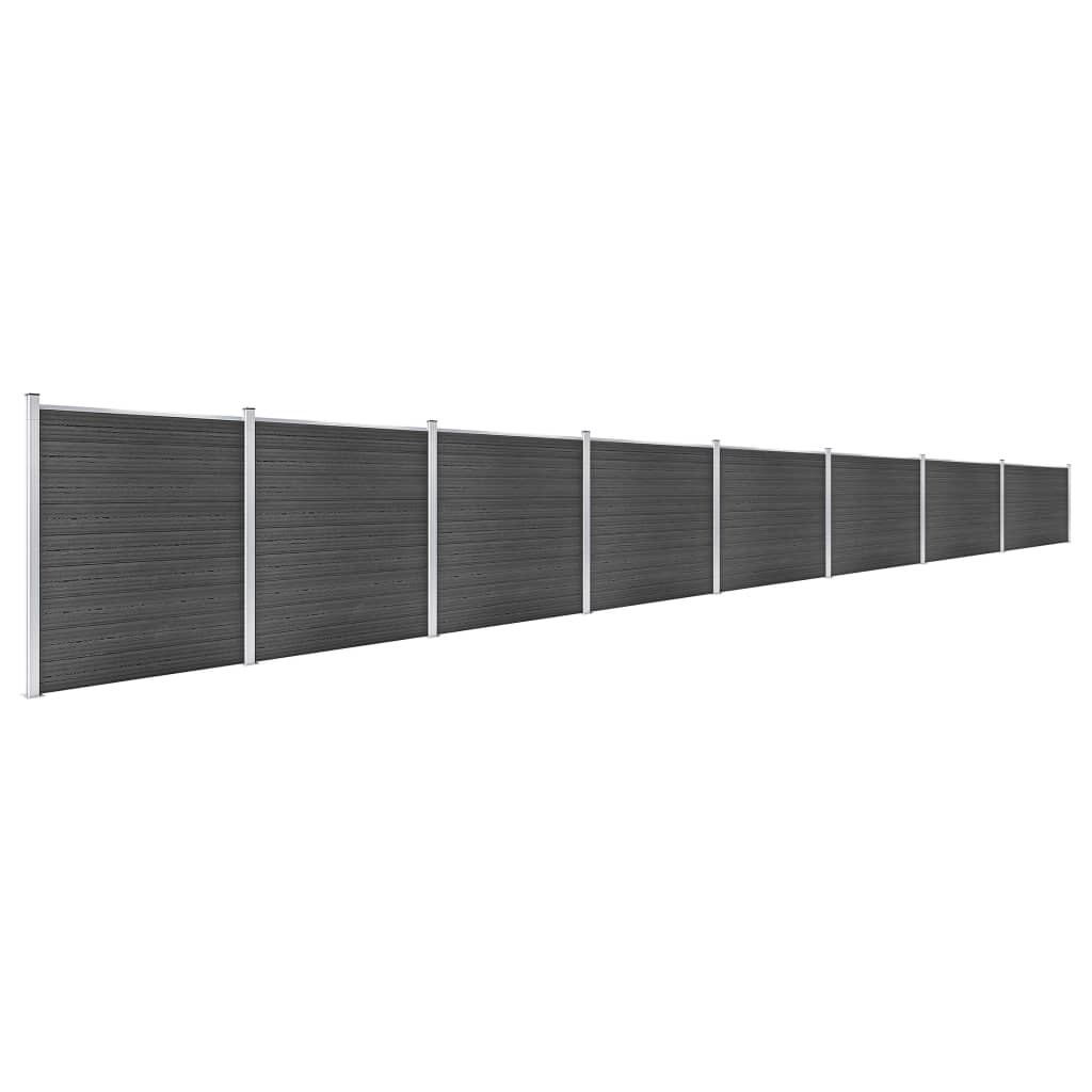 Schuttingpanelenset 1391x186 cm HKC zwart