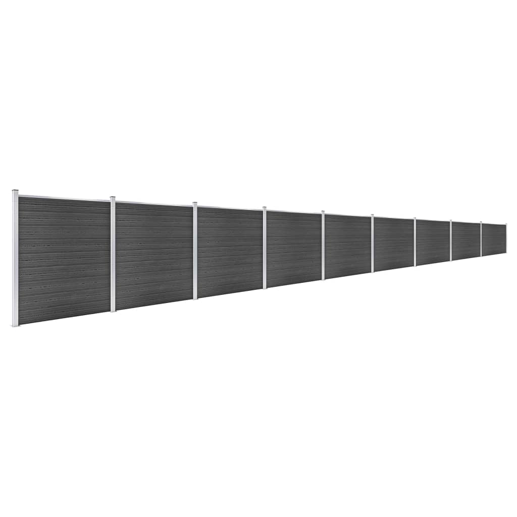 Schuttingpanelenset 1564X186 Cm Hkc Zwart