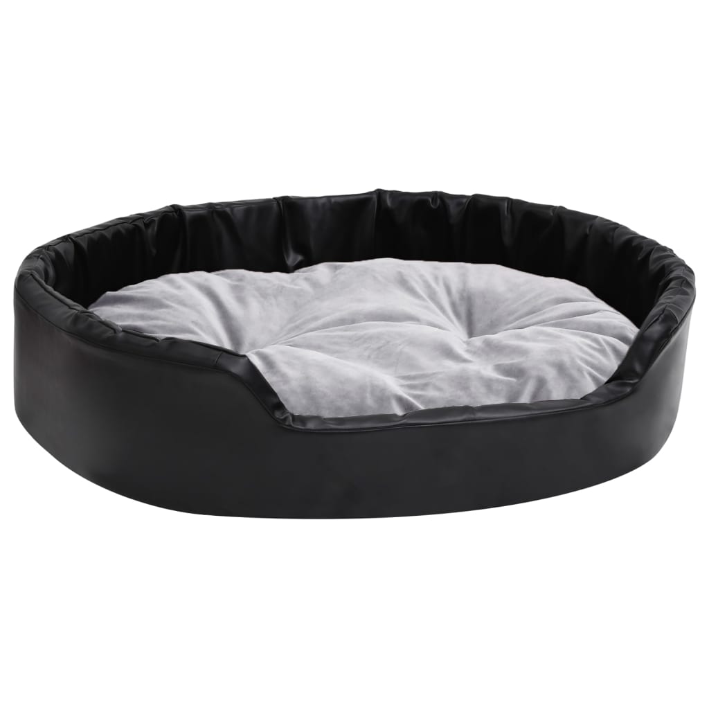 Hondenmand Pluche En Kunstleer Zwart En 90 x 79 x 20 cm Grijs