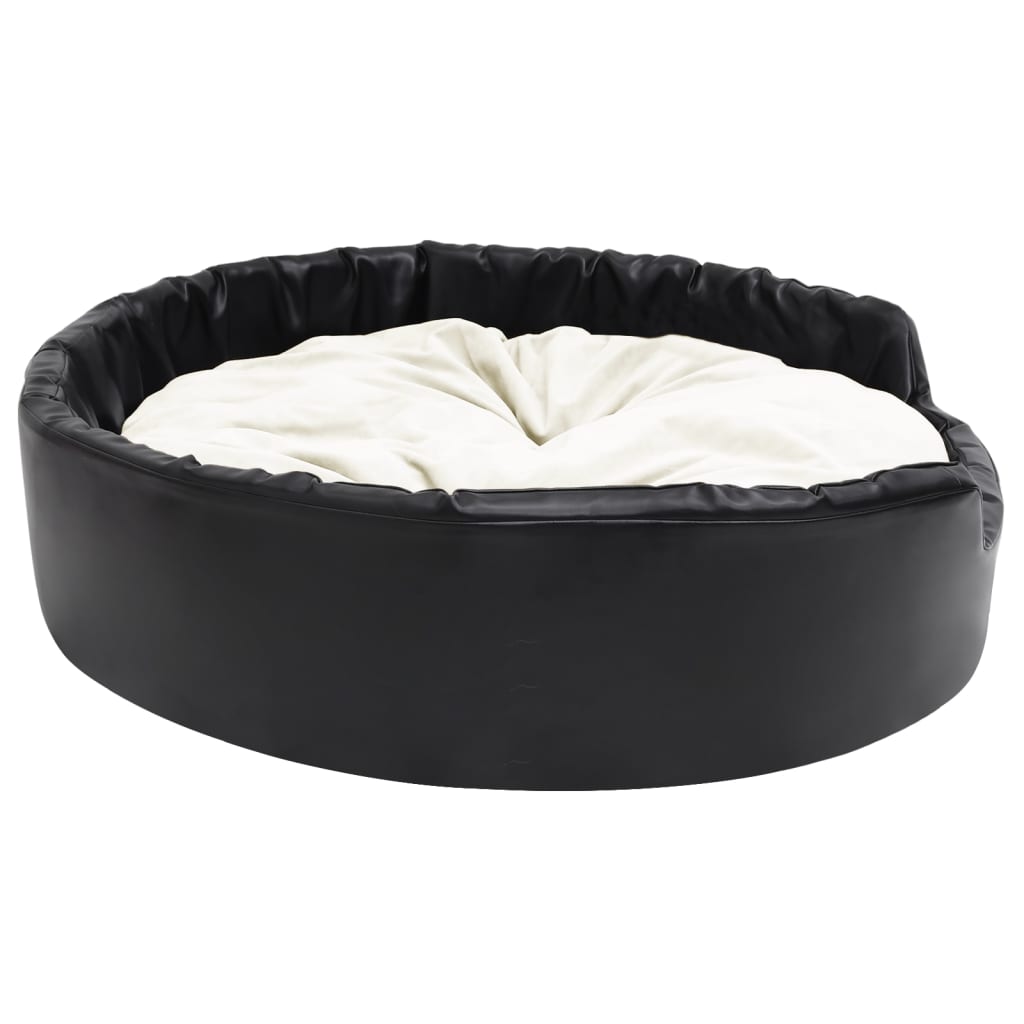 Hondenmand Pluche En Kunstleer Zwart En 99 x 89 x 21 cm Beige