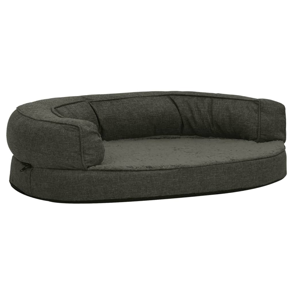 Hondenbed Ergonomisch Linnen-Look Fleece 75 x 53 cm Donkergrijs