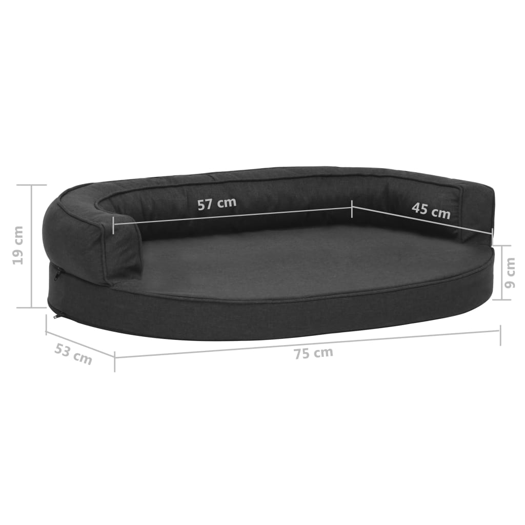 Hondenbed Ergonomisch Linnen-Look 75 x 53 cm Zwart