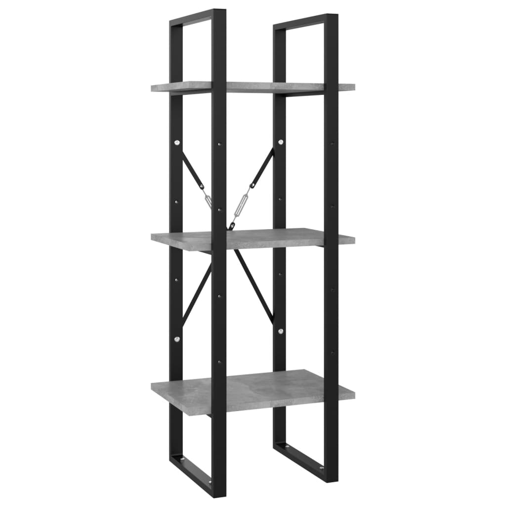 Boekenkast met 3 schappen 40x30x105 cm bewerkt hout betongrijs
