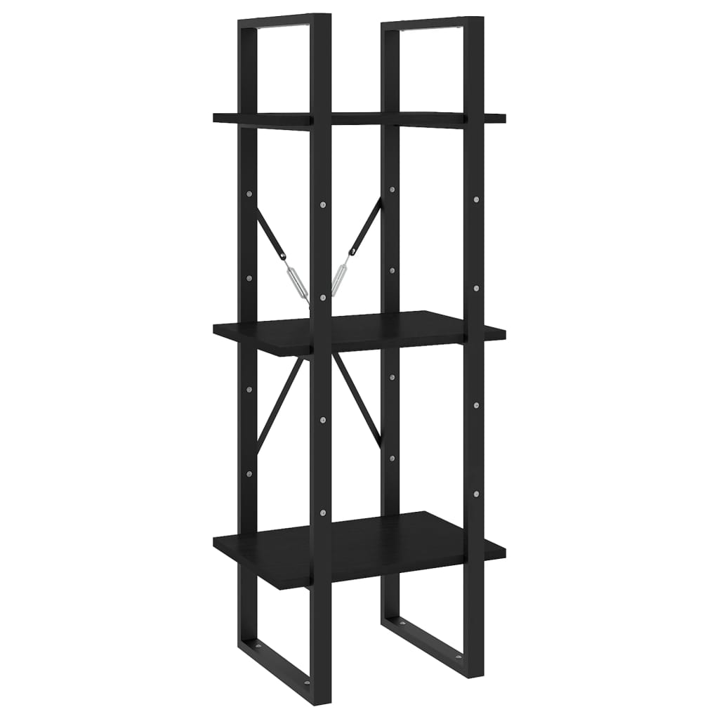 Boekenkast met 3 schappen 40x30x105 cm massief grenenhout zwart