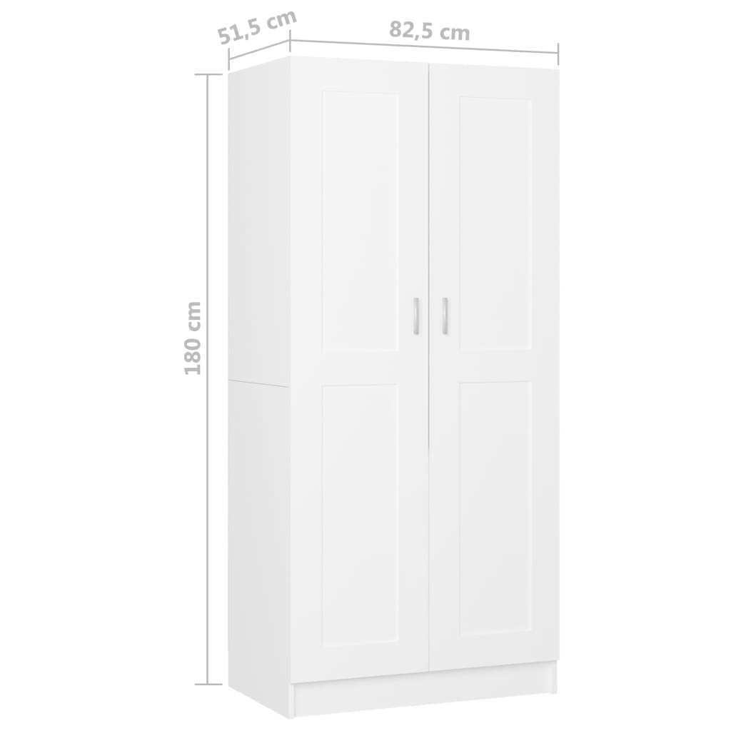 Kledingkast 82,5x51,5x180 cm bewerkt hout wit