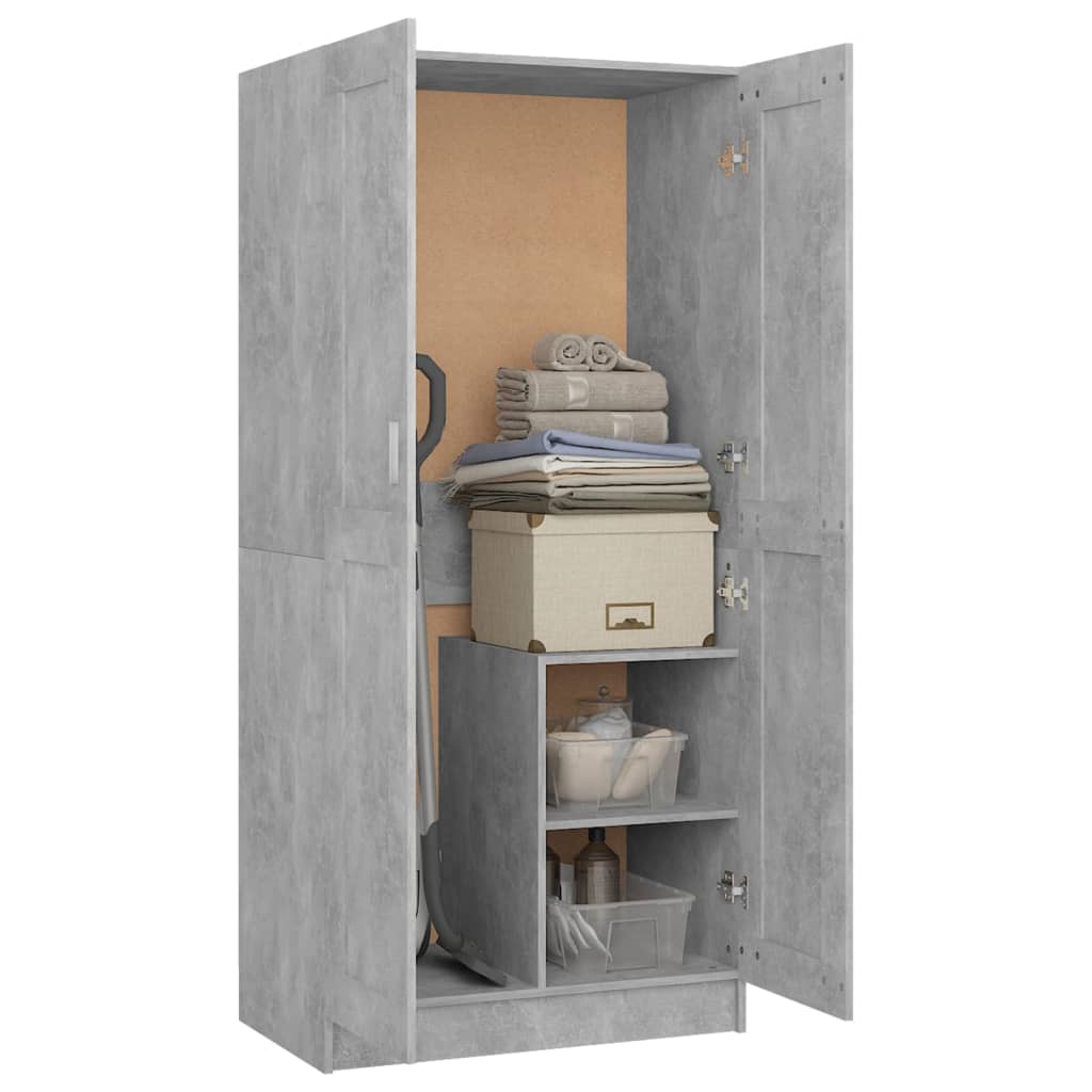 Kledingkast 82,5x51,5x180 cm bewerkt hout betongrijs