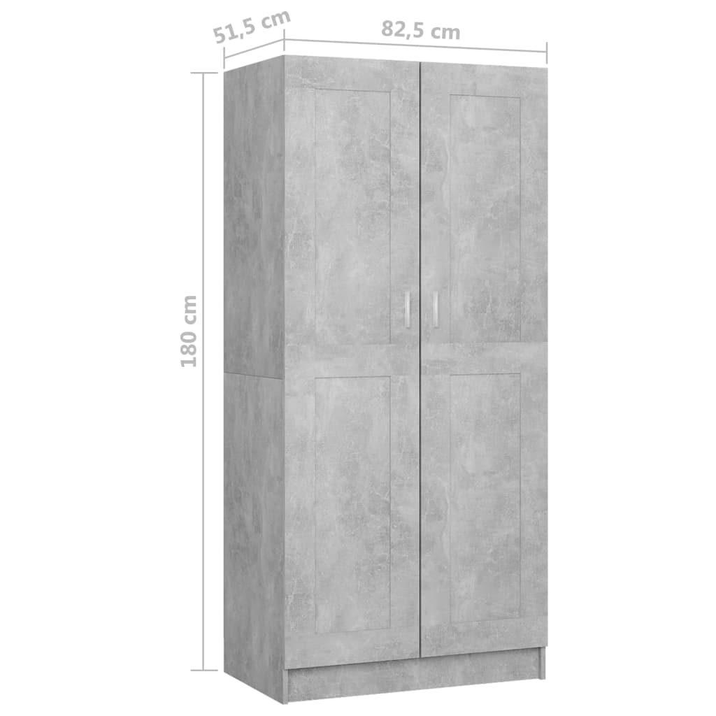 Kledingkast 82,5x51,5x180 cm bewerkt hout betongrijs