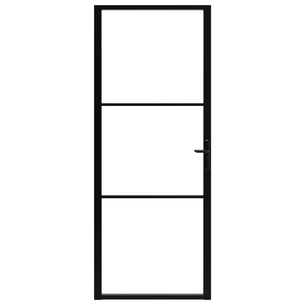 Binnendeur 83x201,5 cm ESG-glas en aluminium zwart