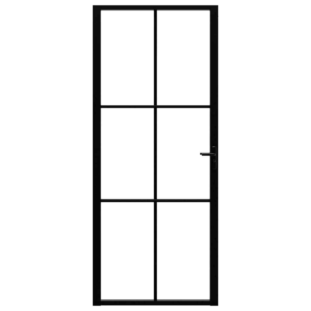 Binnendeur 83x201,5 cm ESG-glas en aluminium zwart