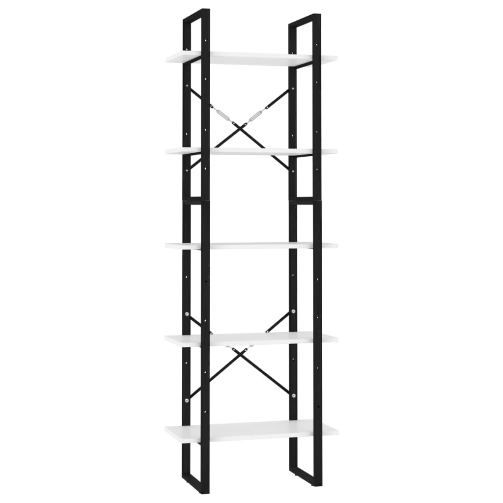 Boekenkast met 5 schappen 60x30x175 cm bewerkt hout wit
