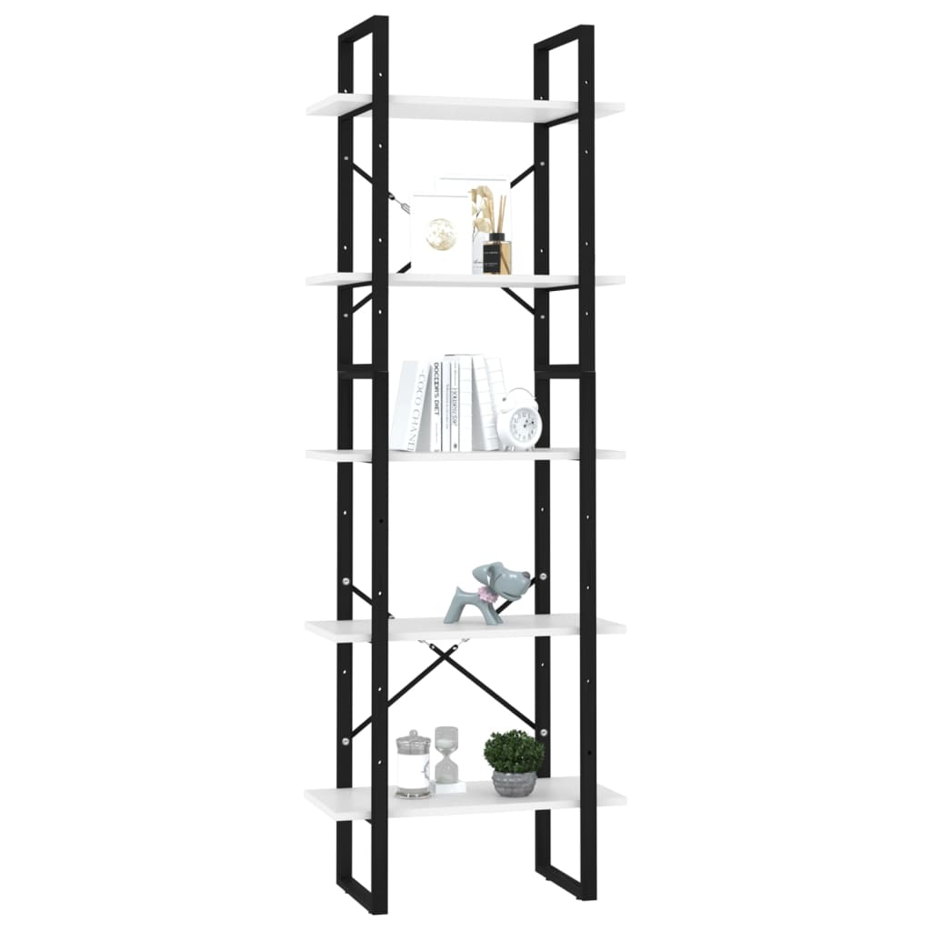 Boekenkast met 5 schappen 60x30x175 cm bewerkt hout wit