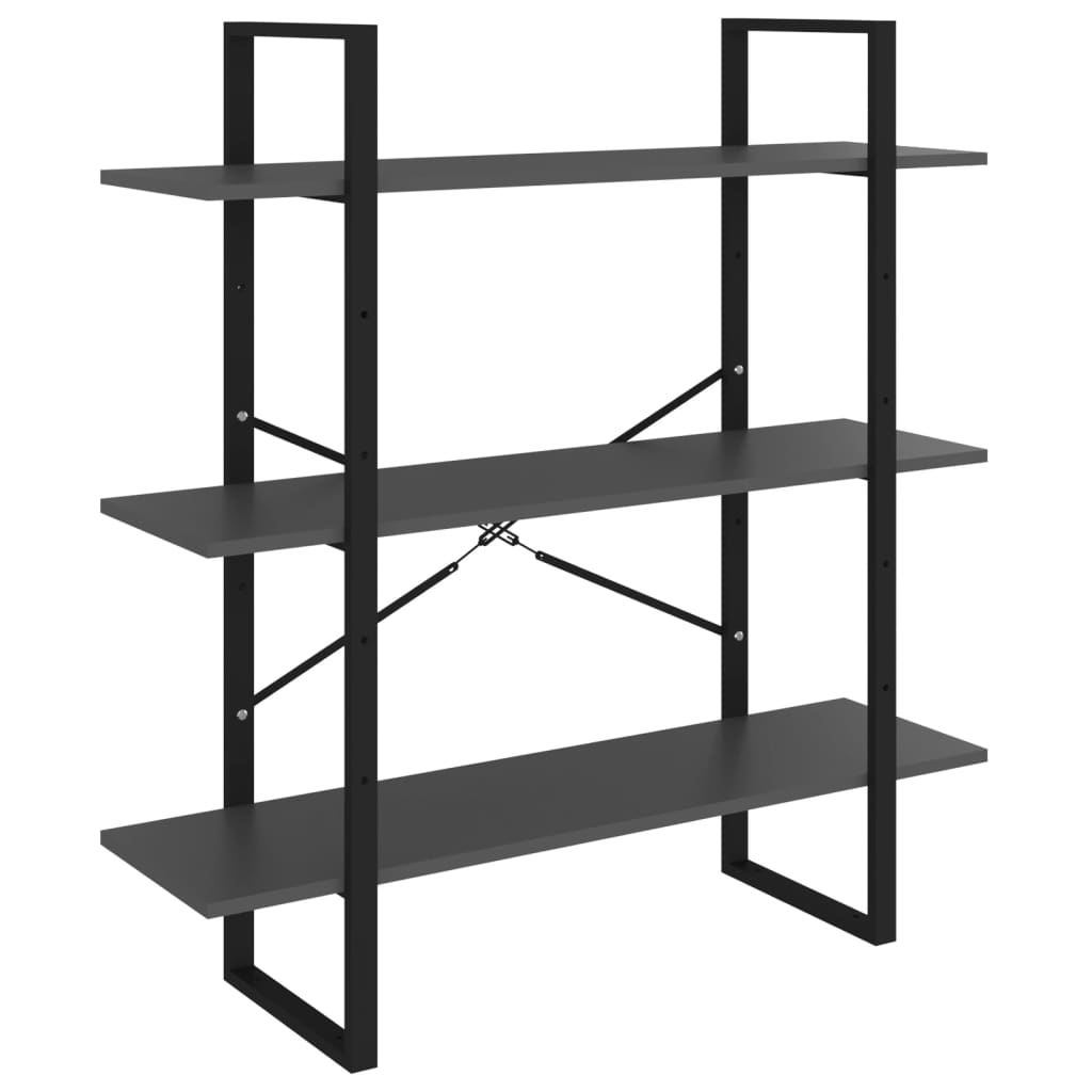 Boekenkast met 5 schappen 100x30x175 cm bewerkt hout grijs