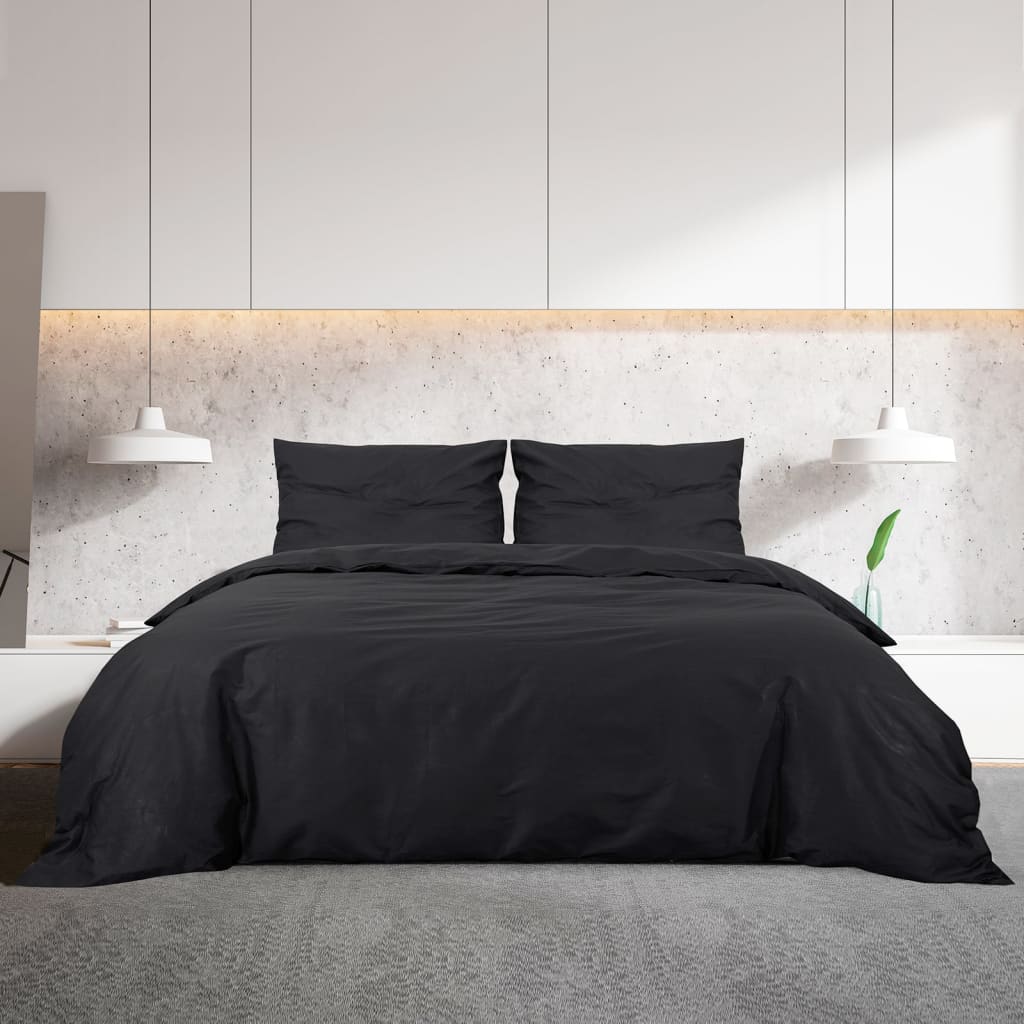 Dekbedovertrekset lichtgewicht 225x220 cm microvezel zwart