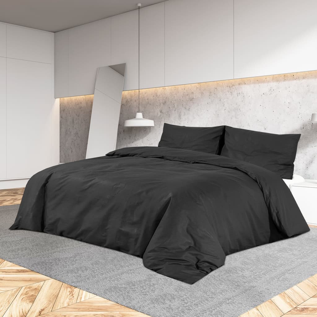 Dekbedovertrekset lichtgewicht 225x220 cm microvezel zwart