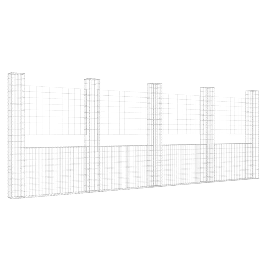 Schanskorf U-Vormig Met 5 Palen Ijzer 500 x 20 x 200 cm