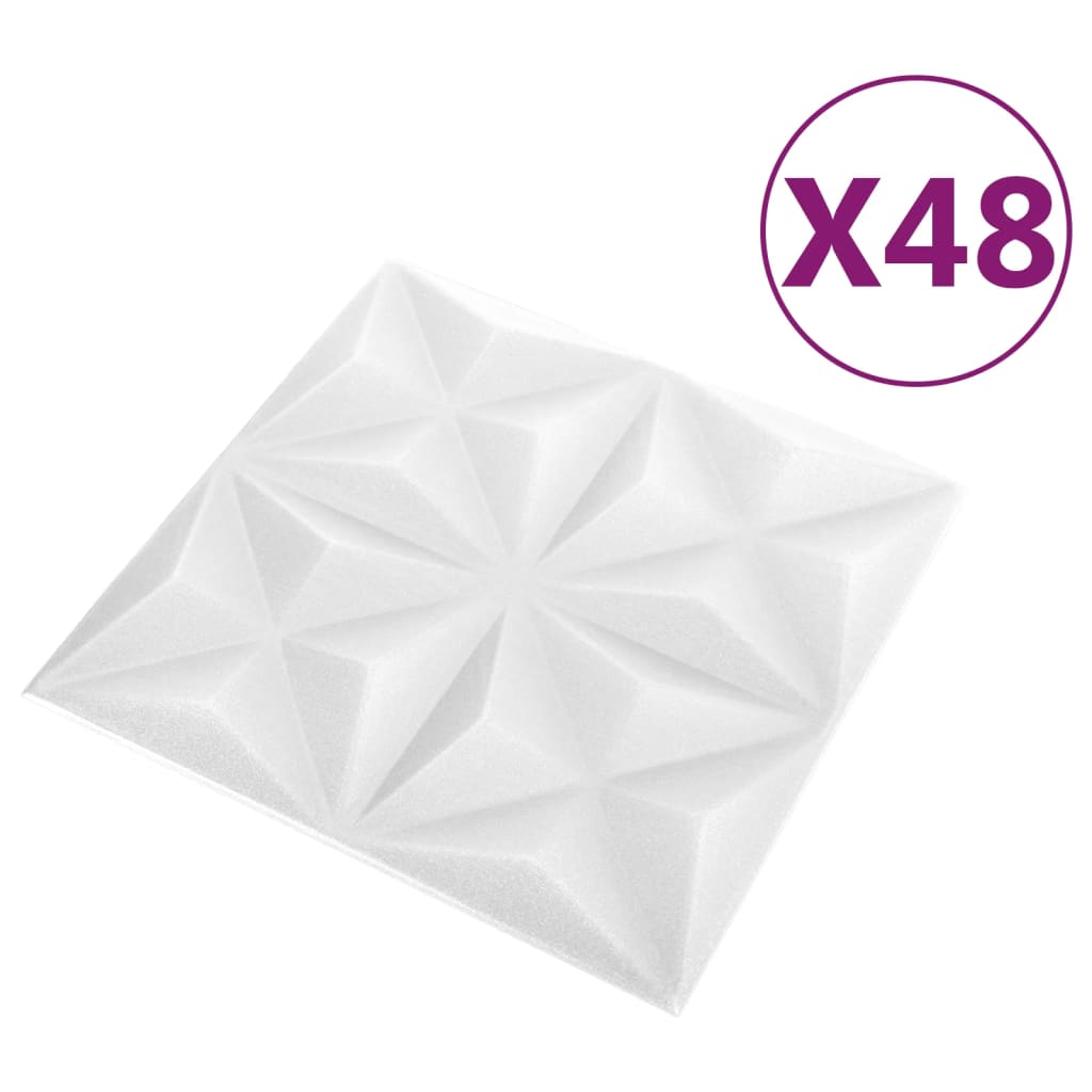 Wandpanelen 3D Origami 12 M² 50X50 Cm Wit 48 Origamiwit