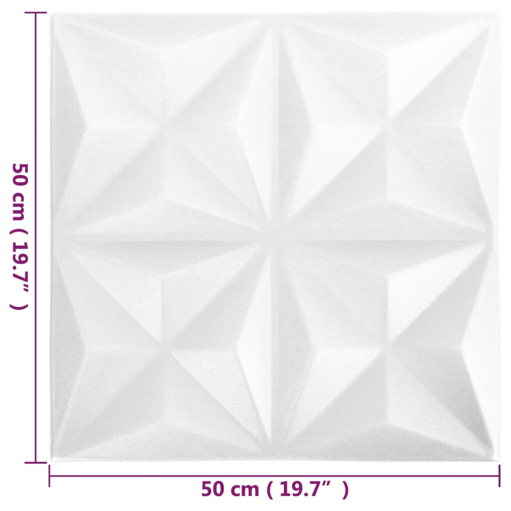 Wandpanelen 3D Origami 12 M² 50X50 Cm Wit 48 Origamiwit