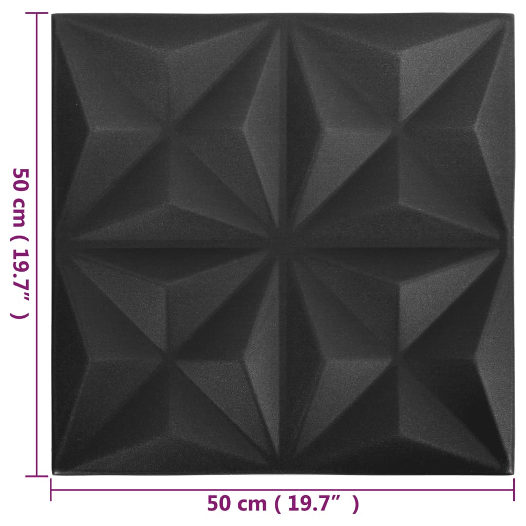 Wandpanelen 3D Origami 12 M² 50X50 Cm Zwart 48 Origamizwart