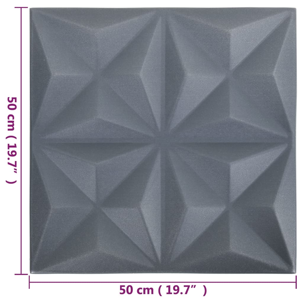 Wandpanelen 3D Origami 6 M² 50X50 Cm Grijs 24 Origamigrijs
