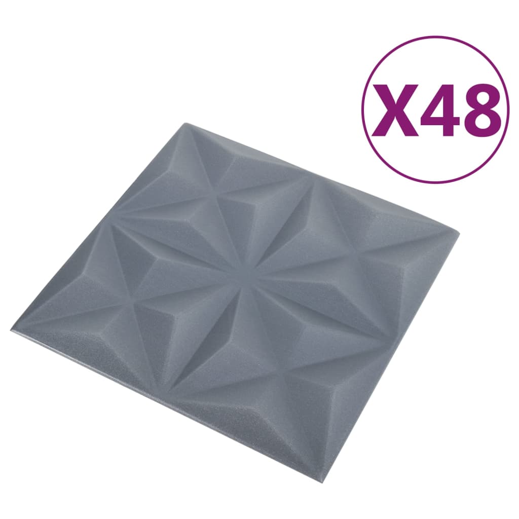 Wandpanelen 3D Origami 12 M² 50X50 Cm Grijs 48 Origamigrijs