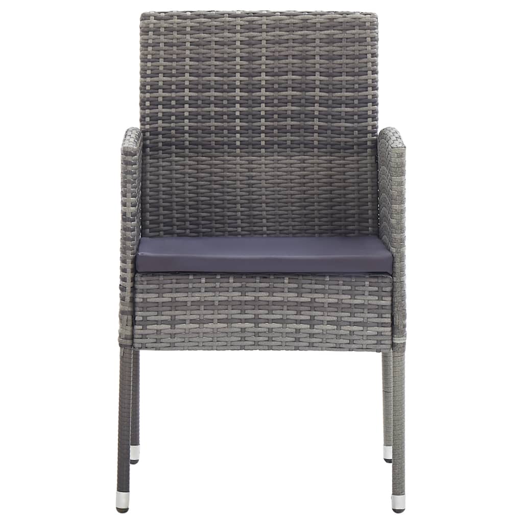 Tuinstoelen 2 st met donkergrijze kussens poly rattan grijs