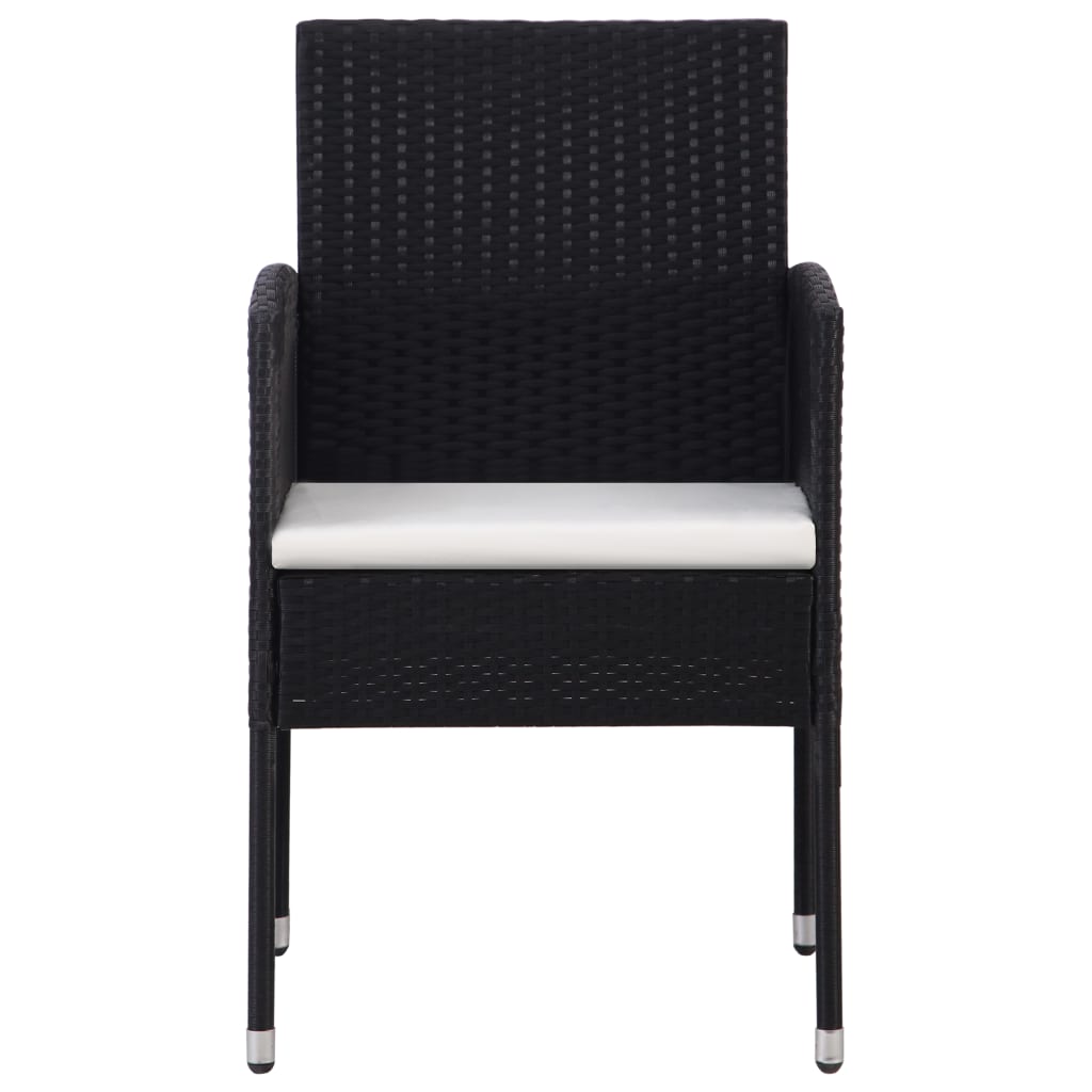 Tuinstoelen 4 st met crèmewitte kussens poly rattan zwart