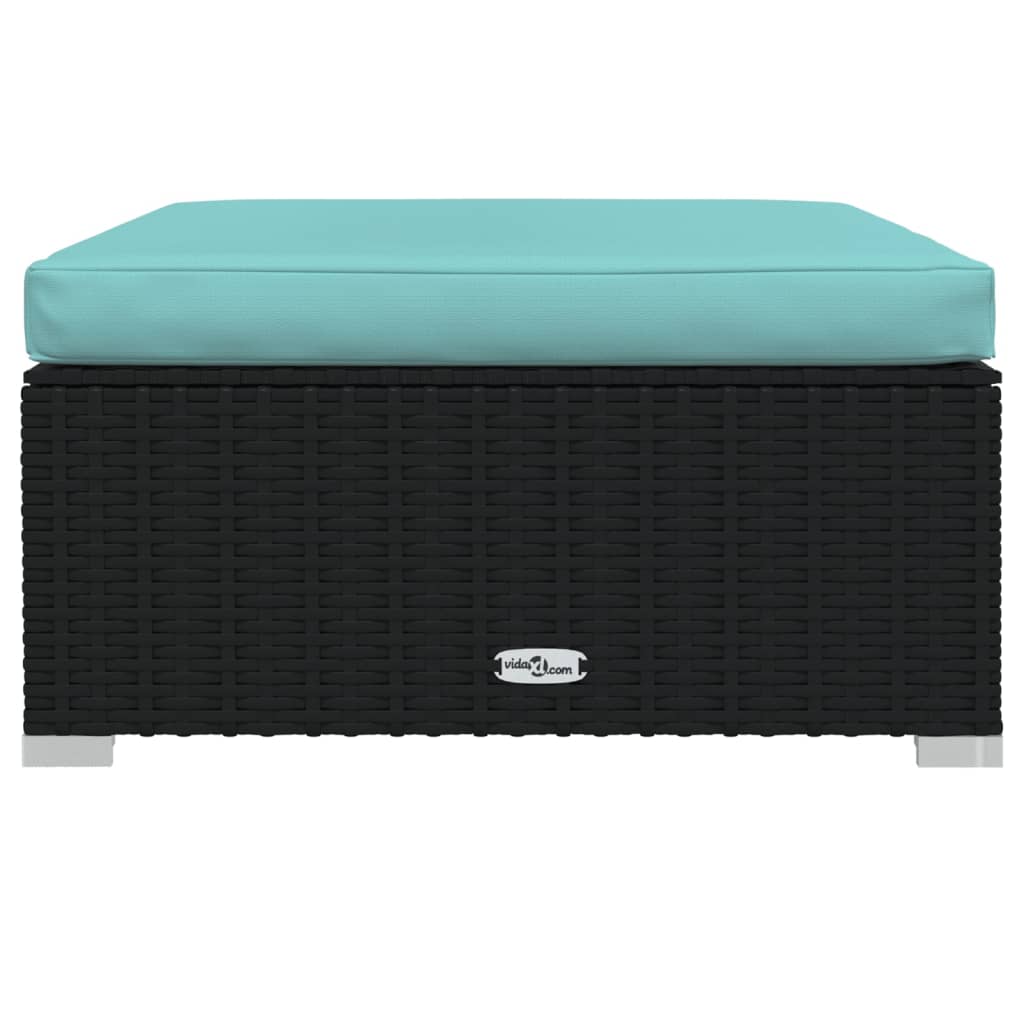 6-delige Loungeset met kussens poly rattan zwart
